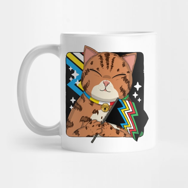 Cute Bengal Cat Holding Disability Pride Flag by Japanese Neko